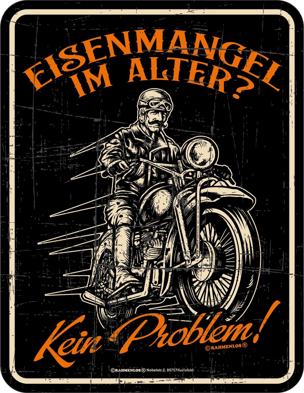 Blechschild - Biker - Eisenmangel im Alter?